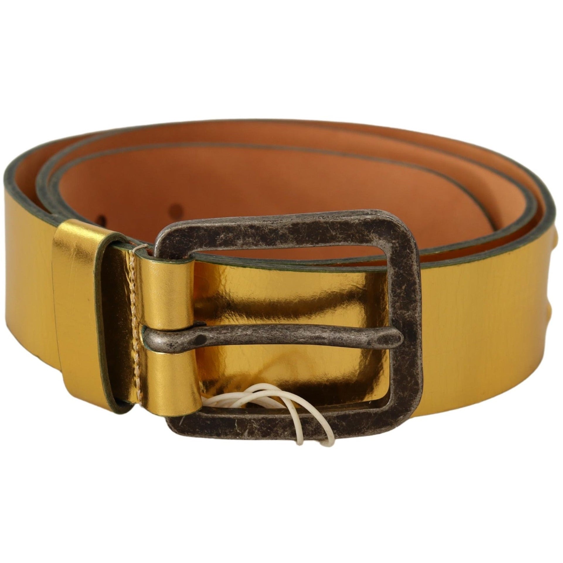 Gold Genuine Leather Rustic Silver Buckle Waist Belt - coffeewithmee1