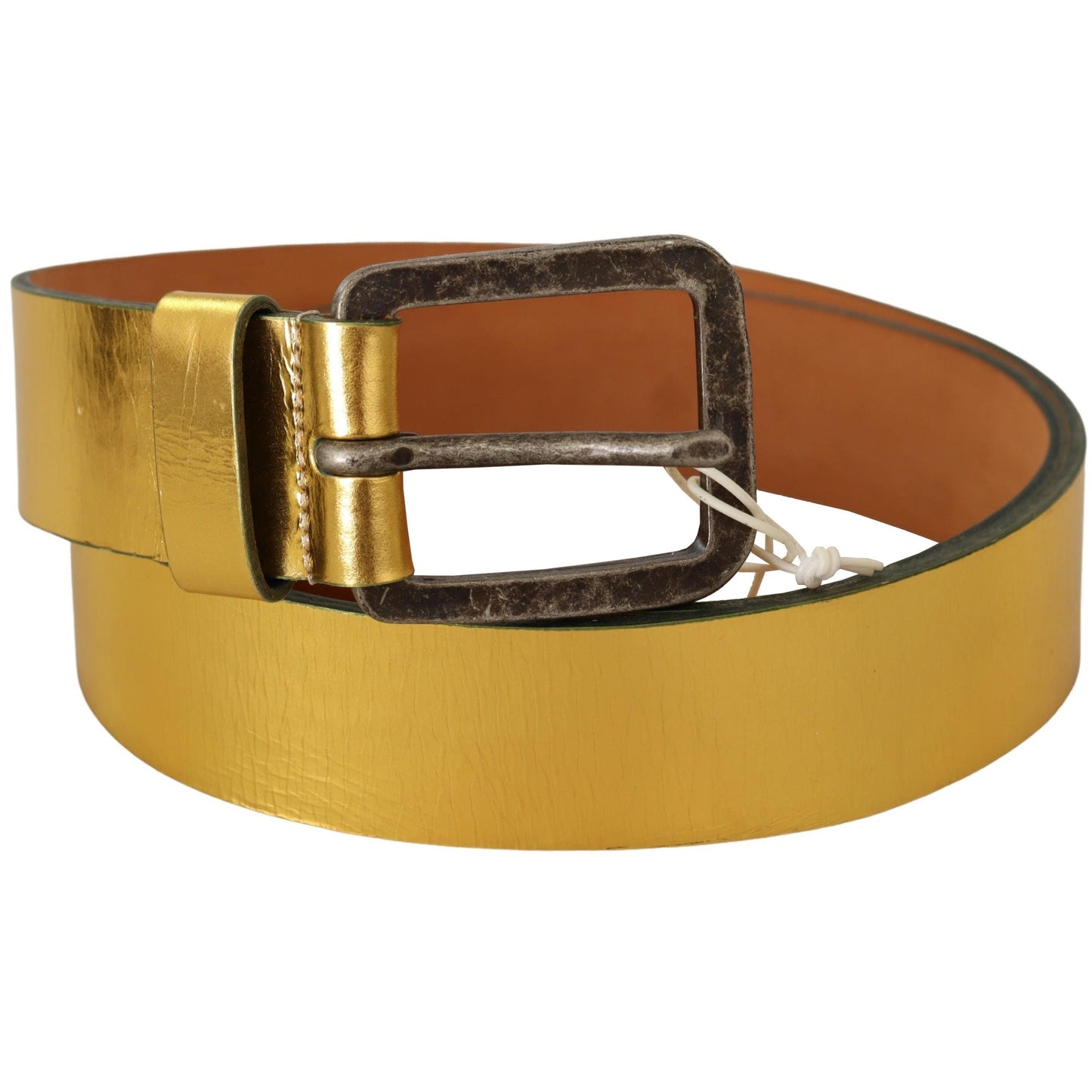 Gold Genuine Leather Rustic Silver Buckle Waist Belt - coffeewithmee1