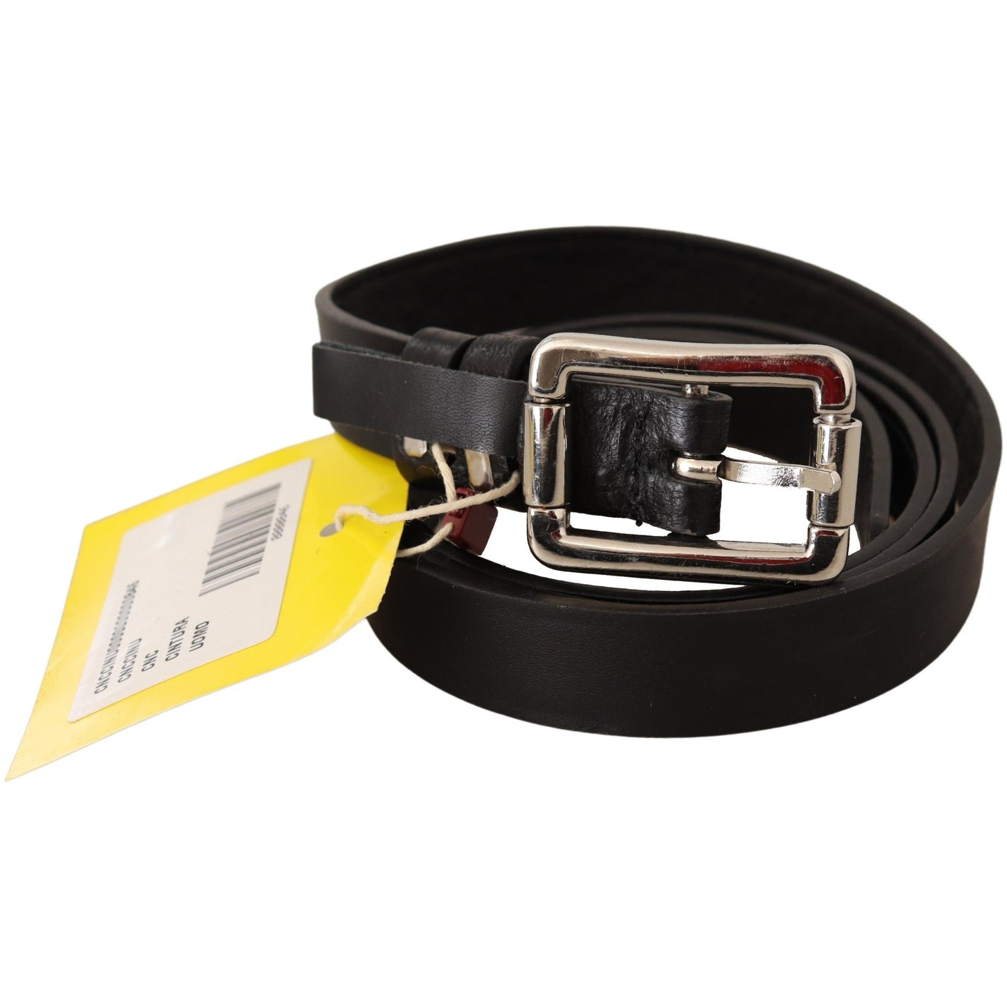 Black Leather Silver Buckle Waist Belt - coffeewithmee1