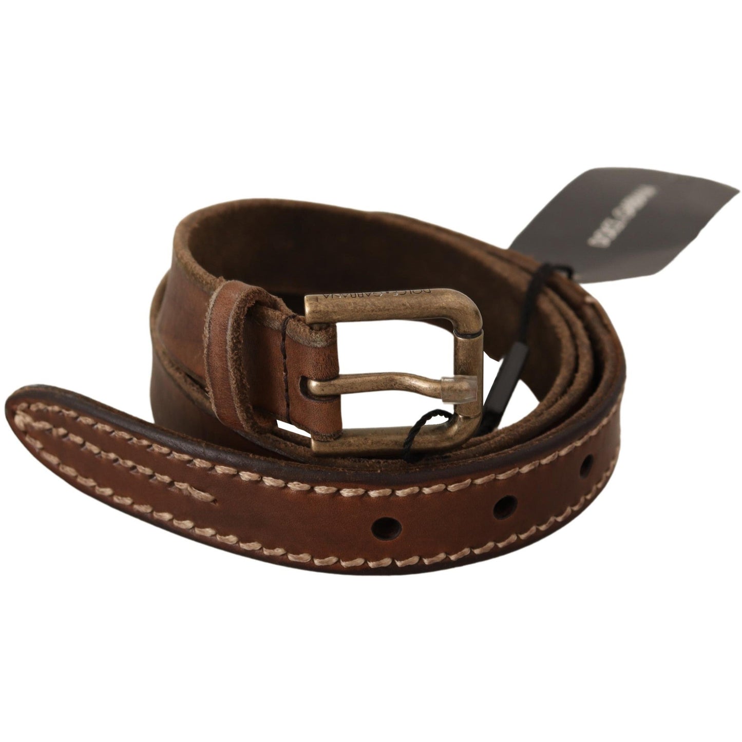 Brown Leather Rustic Buckle Cintura Belt - coffeewithmee1