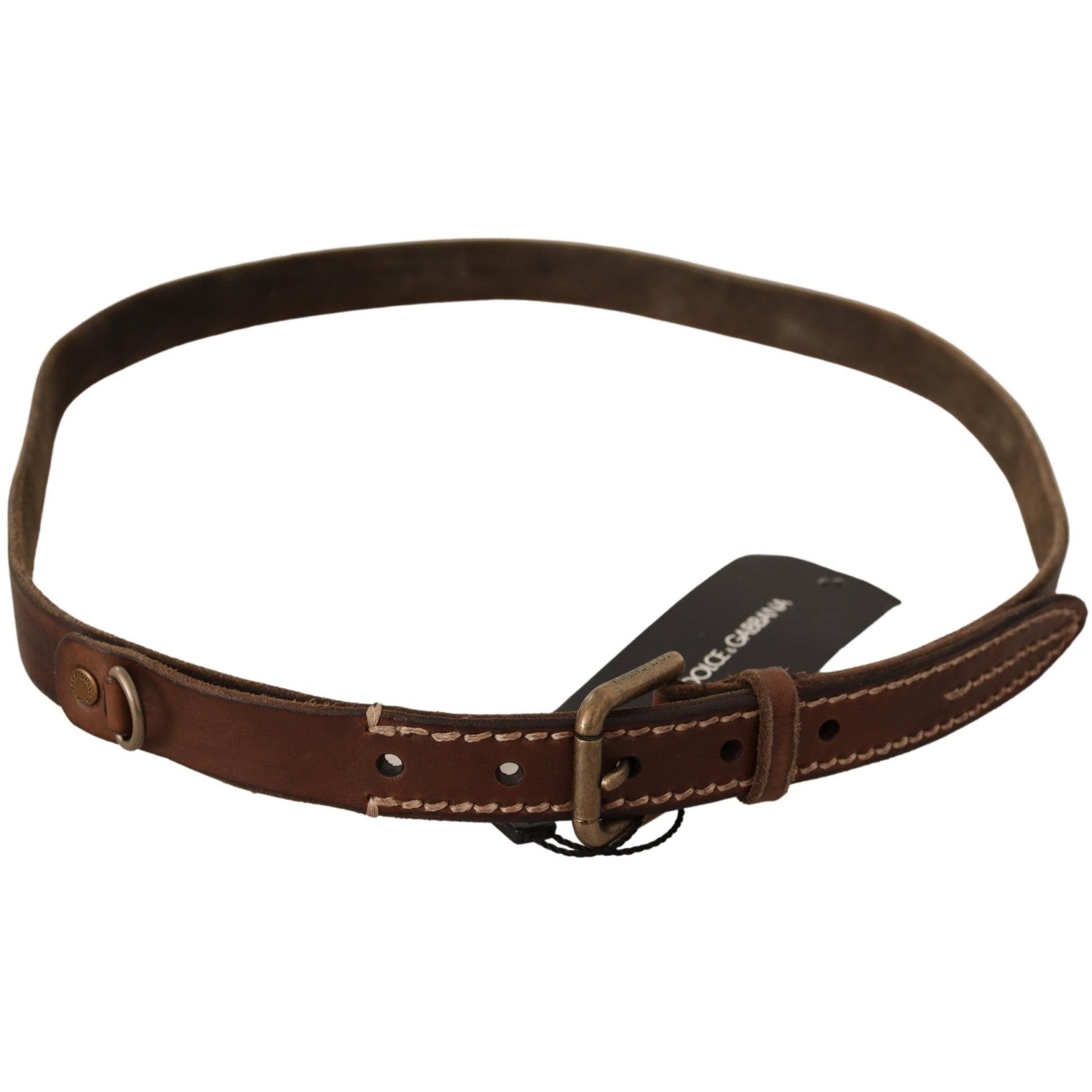 Brown Leather Rustic Buckle Cintura Belt - coffeewithmee1