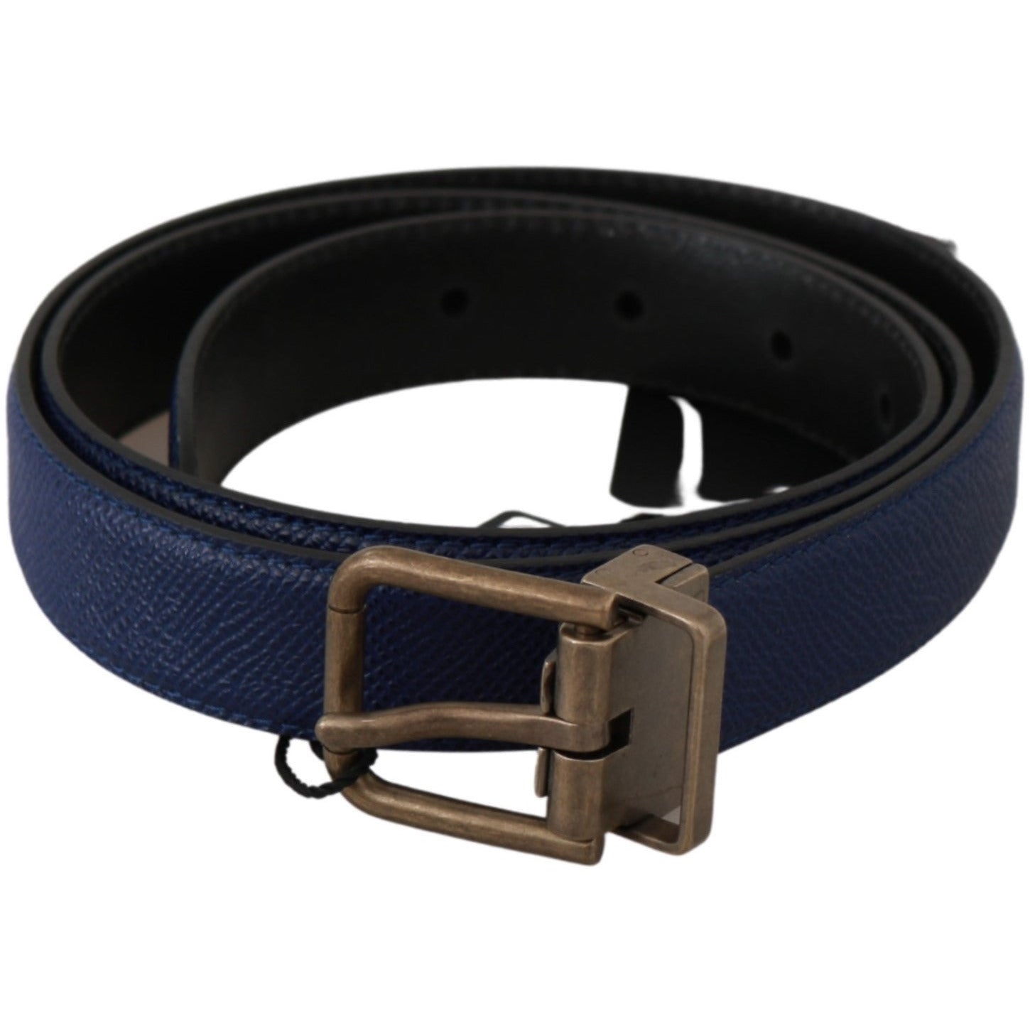 Blue Gold Brushed Buckle Leather Belt - coffeewithmee1