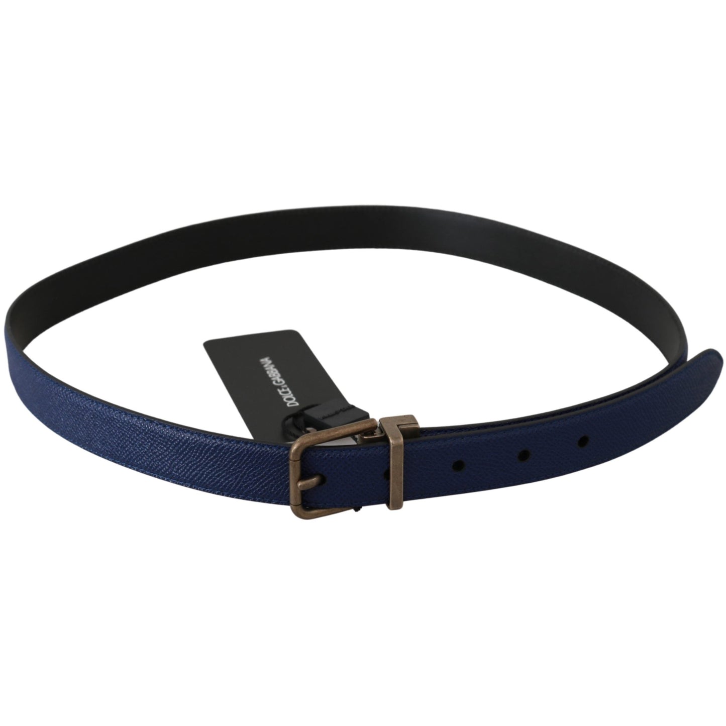 Blue Gold Brushed Buckle Leather Belt - coffeewithmee1