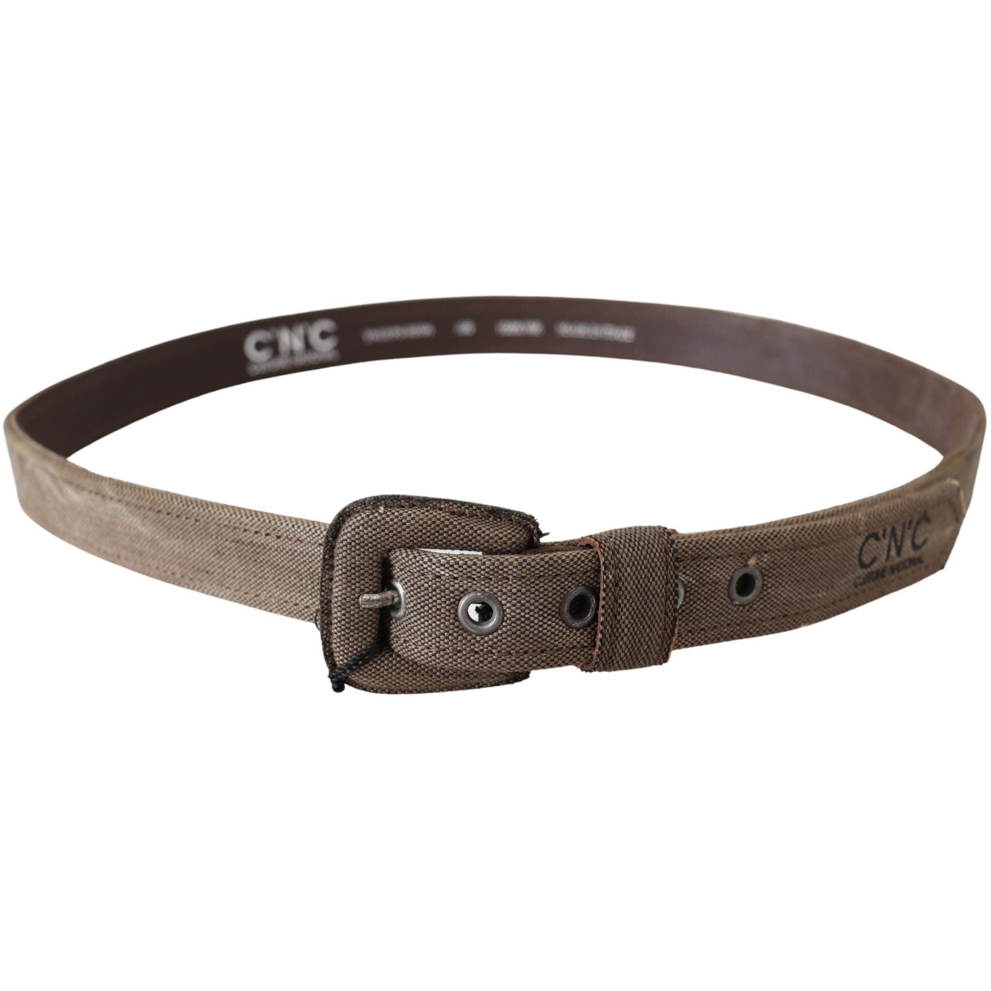 Brown Leather Logo Buckle Waist Belt - coffeewithmee1