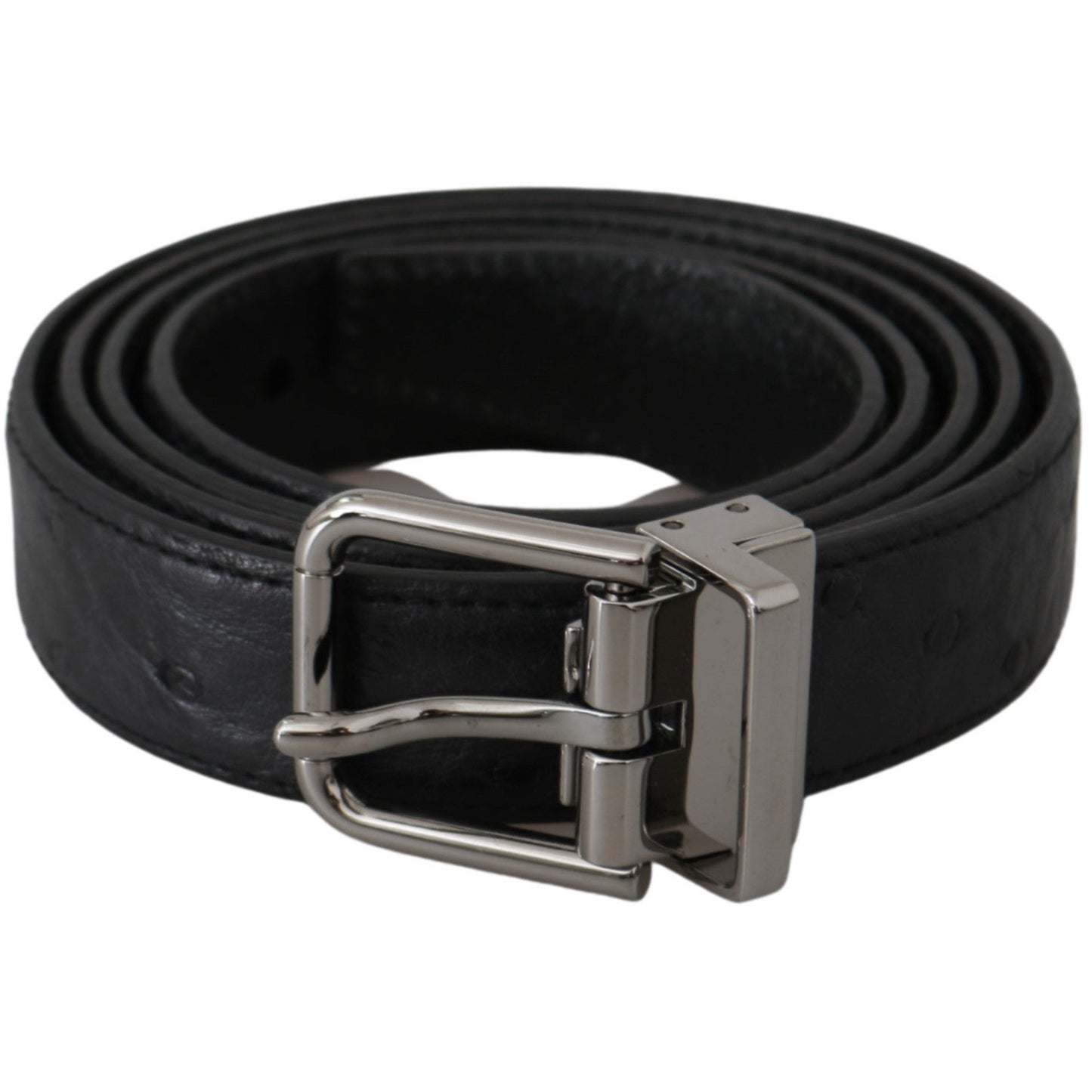 Black Exotic Skin Pattern Silver Buckle Belt - coffeewithmee1