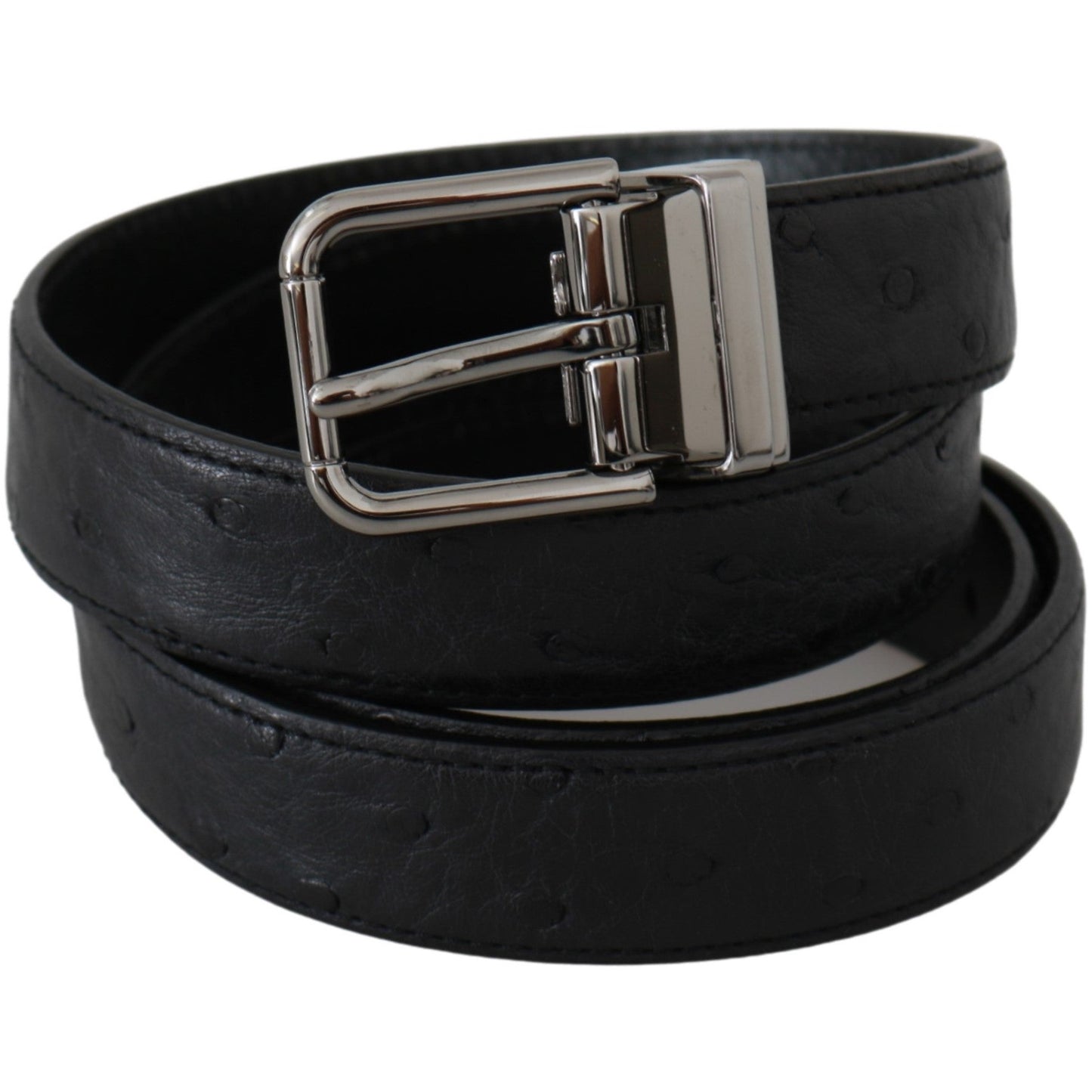 Black Exotic Skin Pattern Silver Buckle Belt - coffeewithmee1