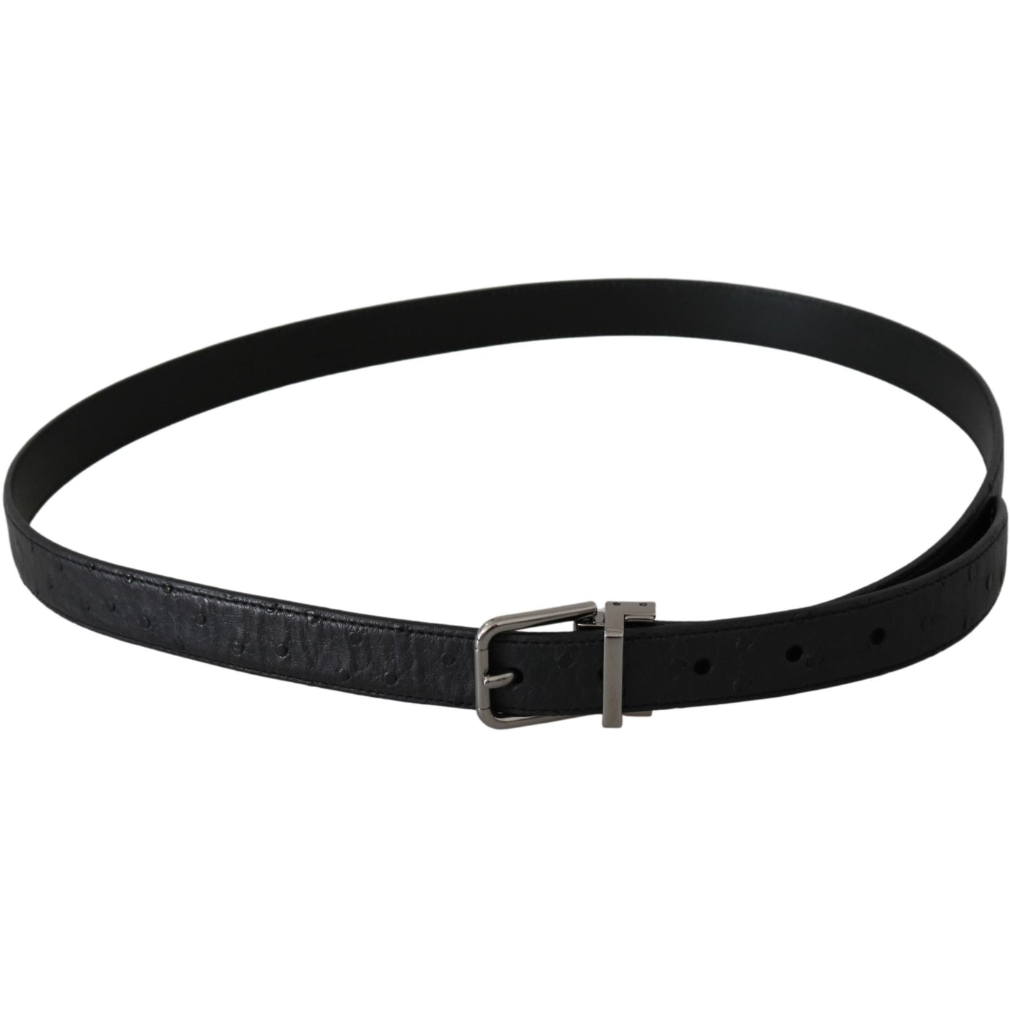 Black Exotic Skin Pattern Silver Buckle Belt - coffeewithmee1