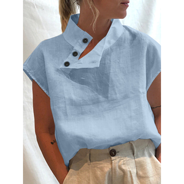 Celmia Women Short Sleeve Blusas 2022 Summer Cotton Linen Shirts Fashion Oversized Blouses Casual Loose Camisas Solid Tunic Tops - coffeewithmee1