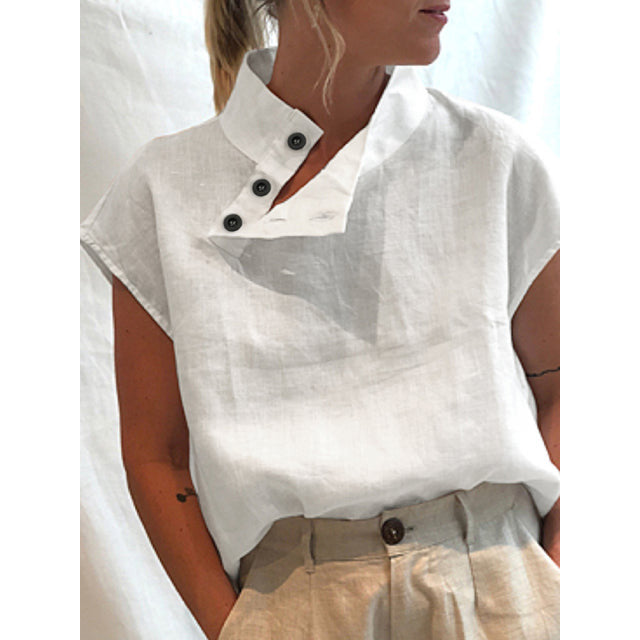 Celmia Women Short Sleeve Blusas 2022 Summer Cotton Linen Shirts Fashion Oversized Blouses Casual Loose Camisas Solid Tunic Tops - coffeewithmee1