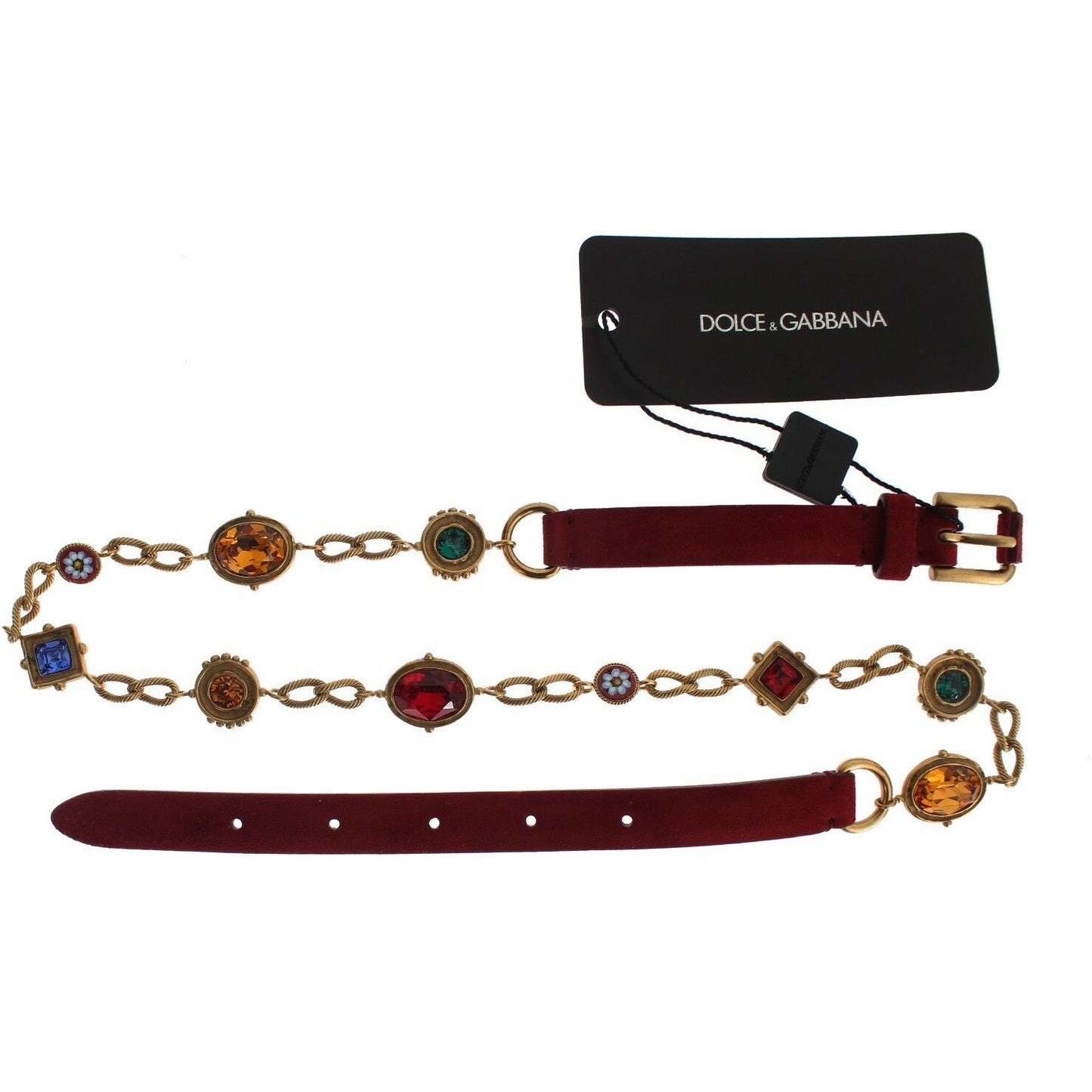 Red Suede Bordeaux Crystal Waist Belt - coffeewithmee1