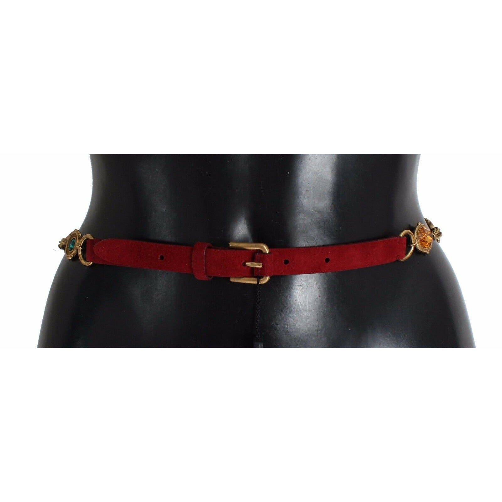 Red Suede Bordeaux Crystal Waist Belt - coffeewithmee1