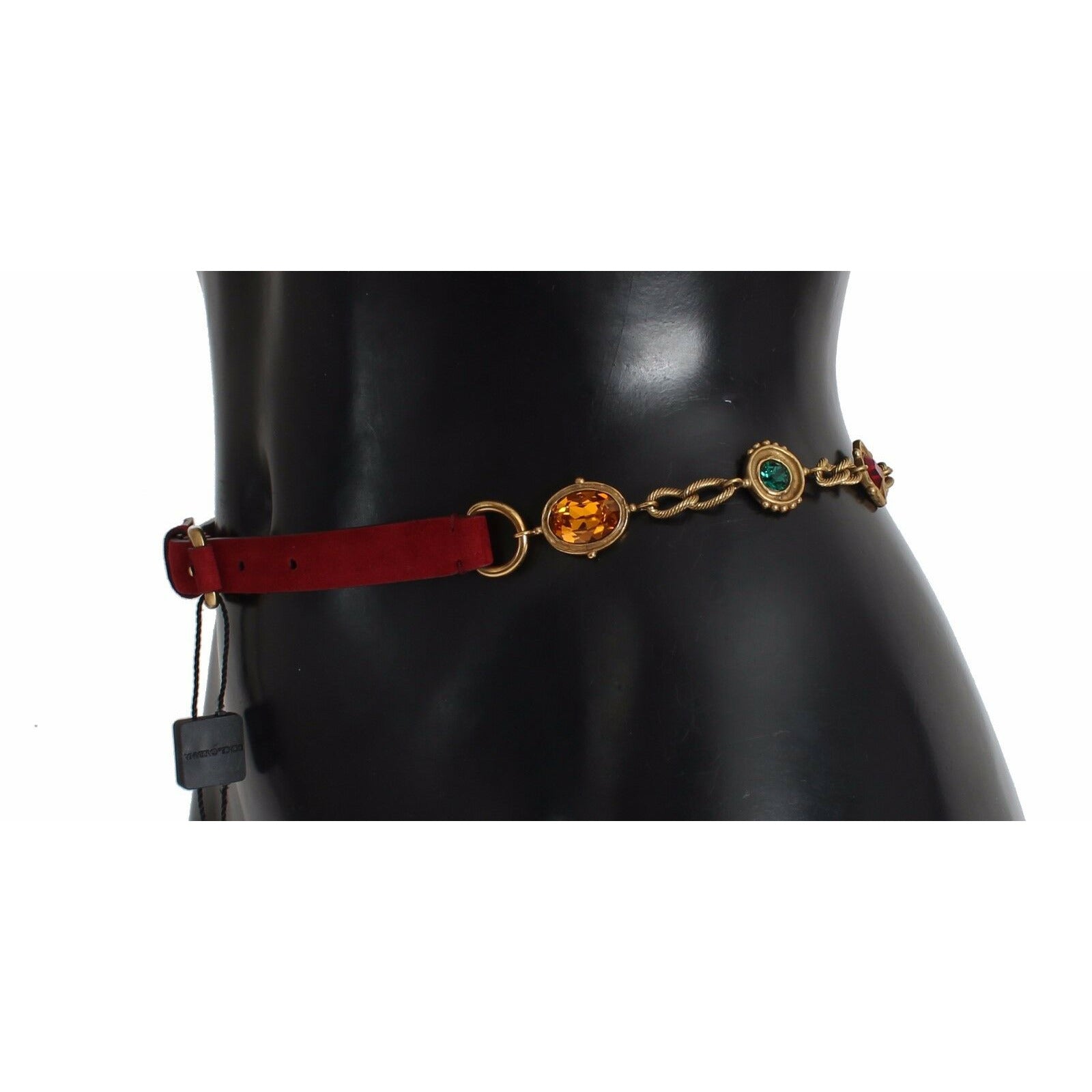 Red Suede Bordeaux Crystal Waist Belt - coffeewithmee1